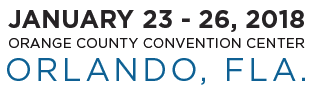 Text stating: January 23-26, 2018. Orange County Convention Center. Orlando, Fla.