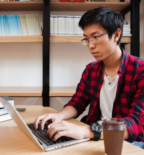 college student on laptop