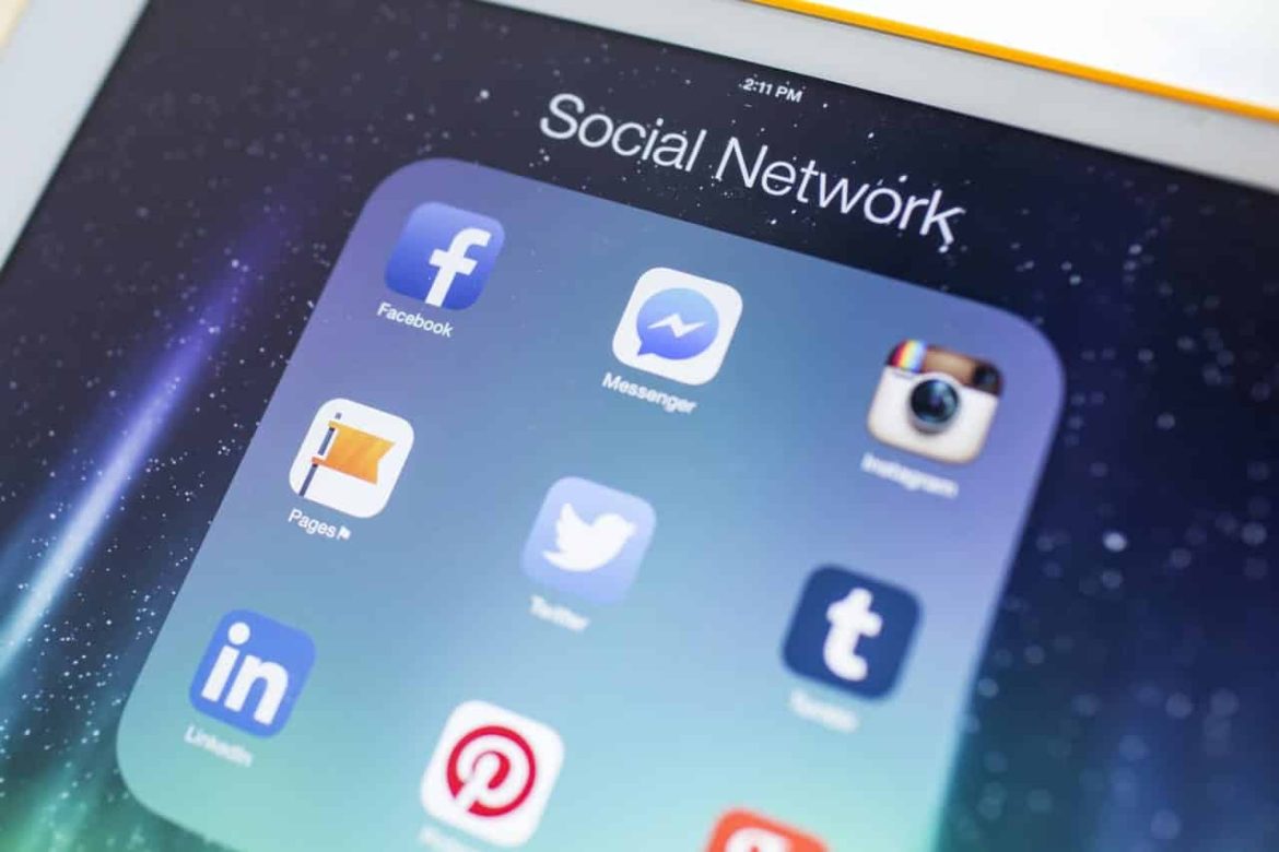 social media icons on a tablet