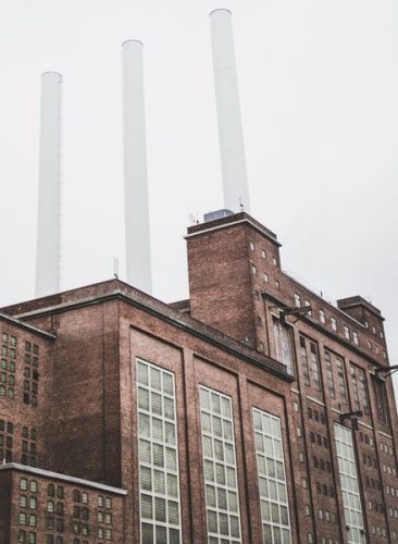 A large old brick factory building