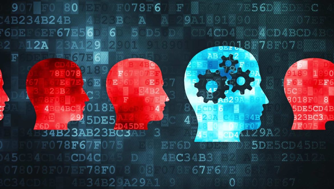 digital background with heads