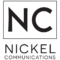 Logo for Nickel Communications, featuring large bold letters NC inside a rectangle, with the words NICKEL COMMUNICATIONS in all caps below the rectangle. The design is black on a light background.