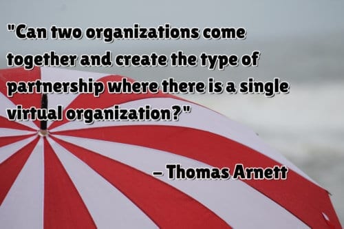 Quote about two organizations coming together into one