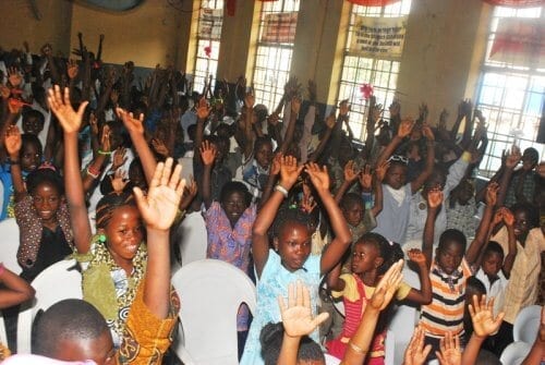 A cross Section of about 500 children at CEE-HOPE's annual party for children from impoverished communities across Lagos and Ogun State on Jan. 4, 2015 in Lagos