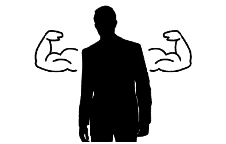 Drawing of a silhouette with extra muscular arms