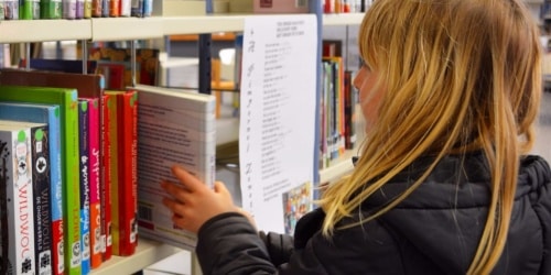 Student in library