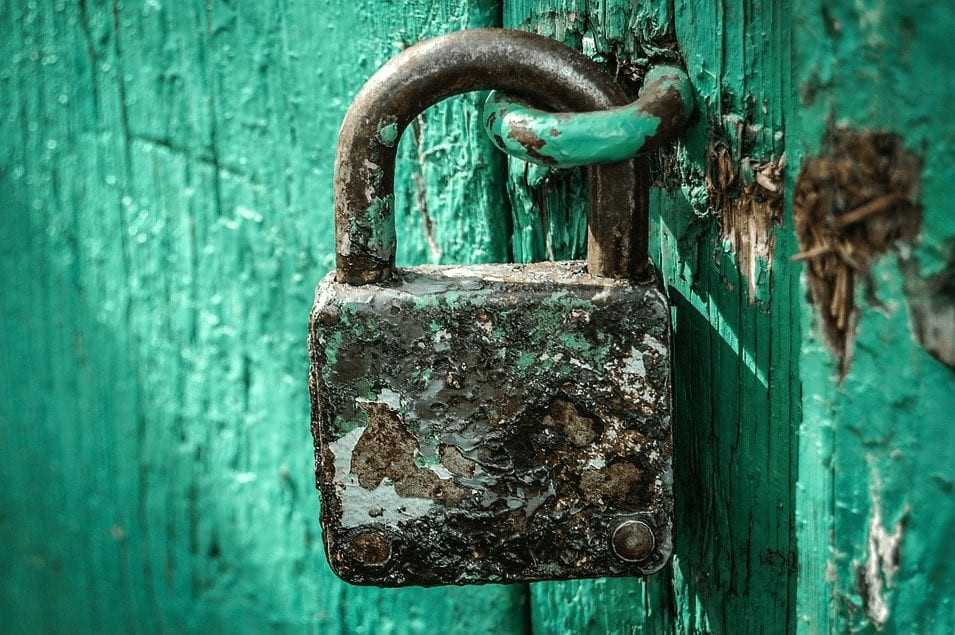 lock old green door