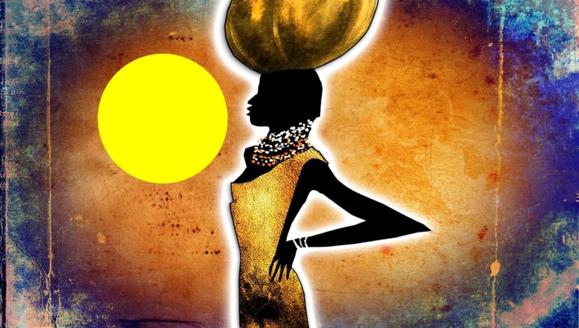 woman sun Africa painting