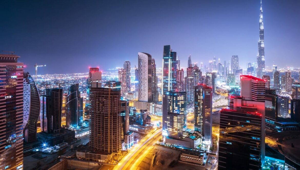 Dubai skyline at night