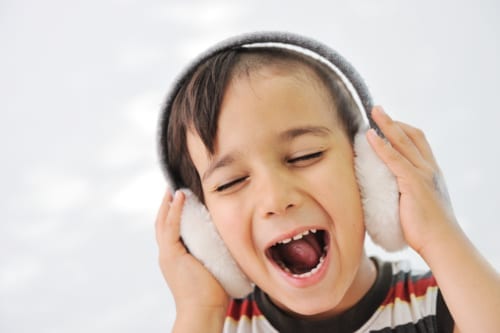 emotion and listening headphones
