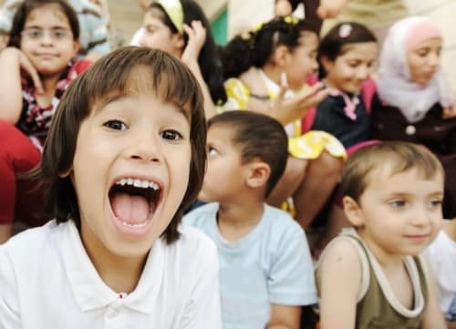 happy school children