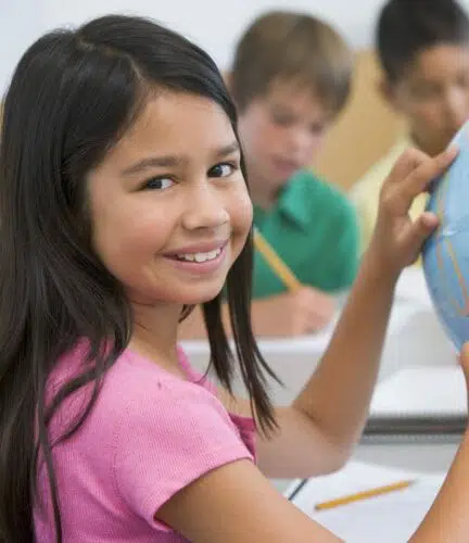 girl student with globe