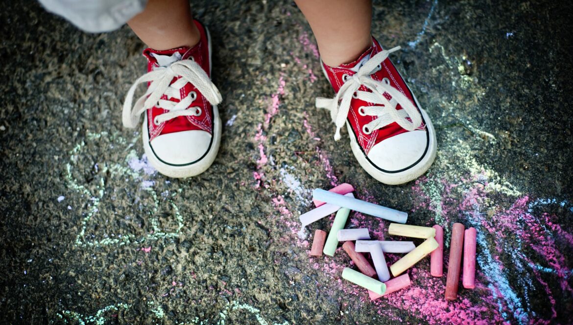 colored chalk shoes