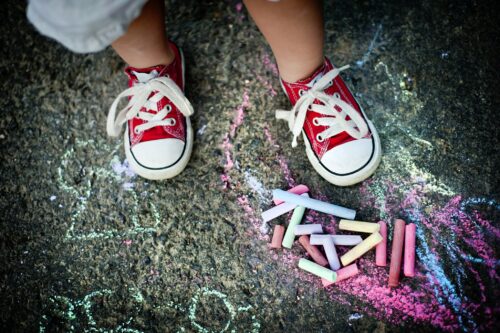 colored chalk shoes