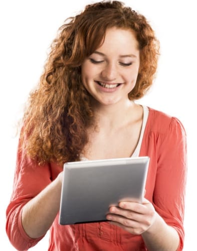 Girl reading on a tablet