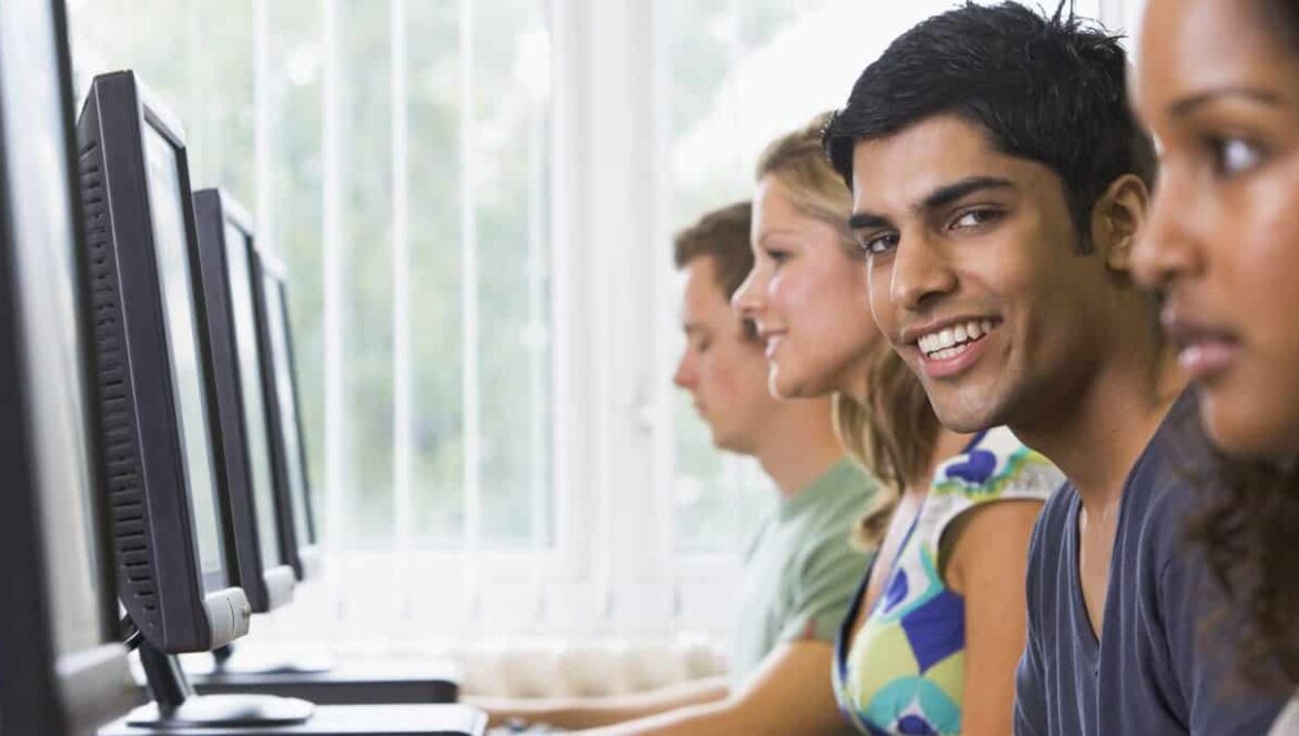 students at computers