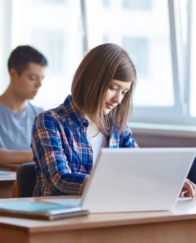 Students taking a writing test