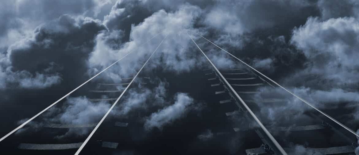 train track into clouds