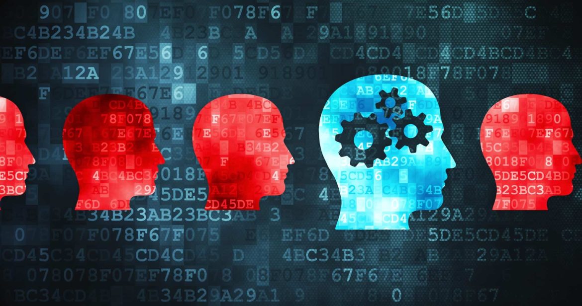 digital background with heads