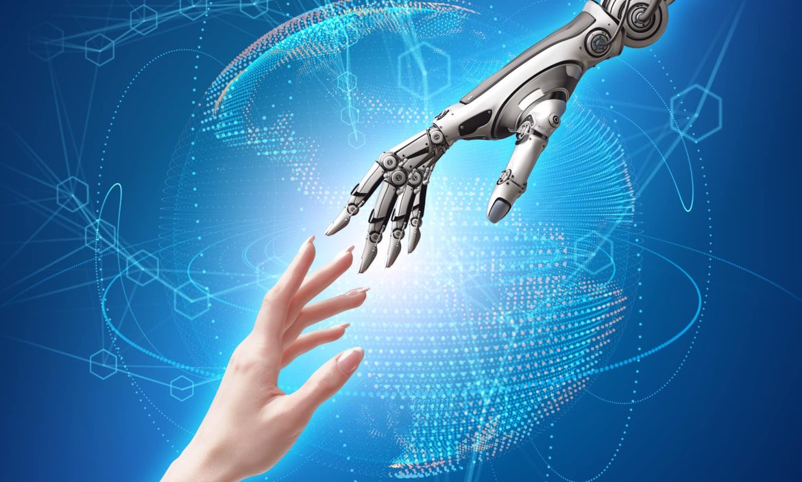 human hand and robot hand