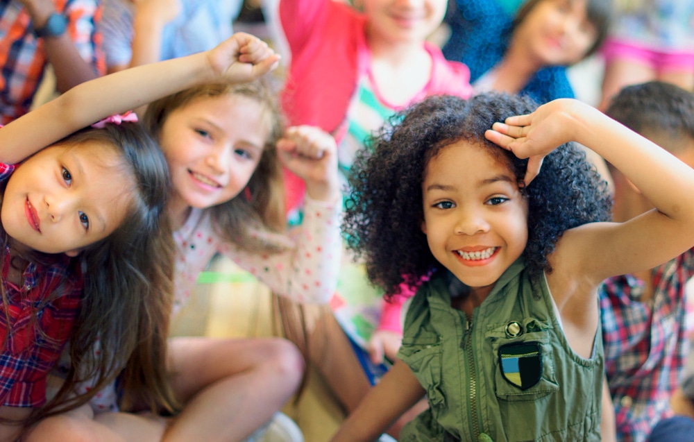 diverse children being happy