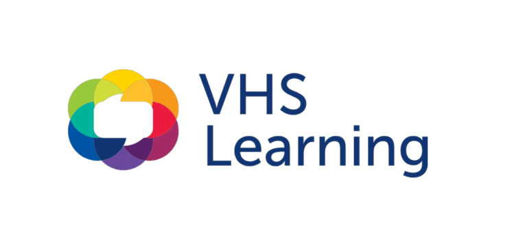 VHS Learning logo with a colorful overlapping circular design on the left and the words VHS Learning in blue text on the right.