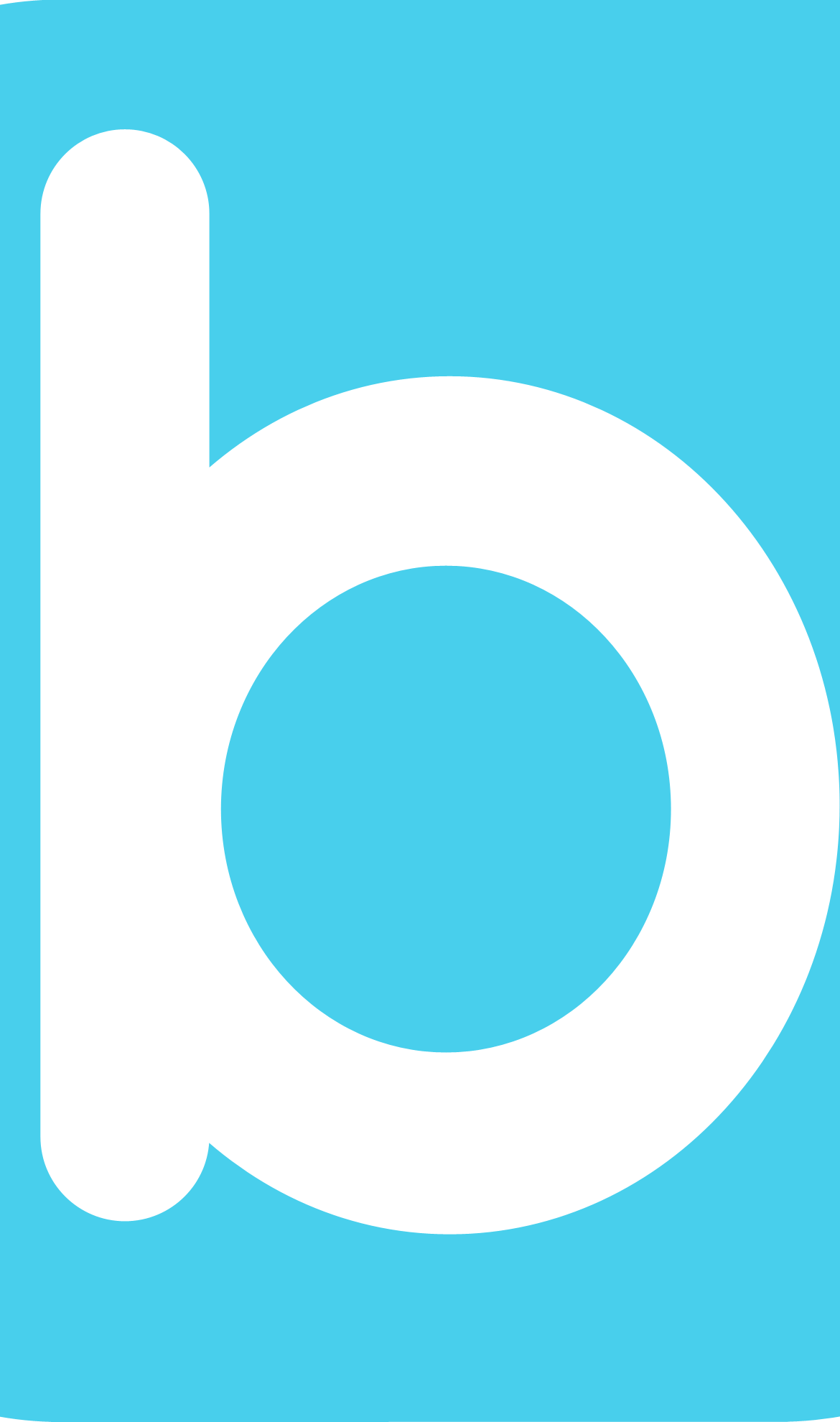 A bold, lowercase white letter b centered on a bright blue square background with rounded corners.