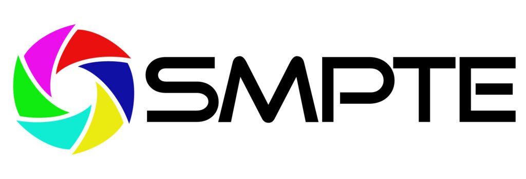 The SMPTE logo features bold black text SMPTE next to a colorful circular design resembling a camera shutter with six segments in pink red blue teal yellow and green | edCircuit The SMPTE logo features bold black text SMPTE next to a colorful circular design resembling a camera shutter with six segments in pink red blue teal yellow and green