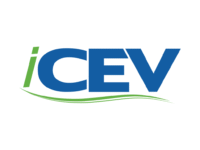 The image shows the iCEV logo with a green lowercase i and bold blue uppercase letters CEV. A green curved line runs beneath the letters, all on a white background.