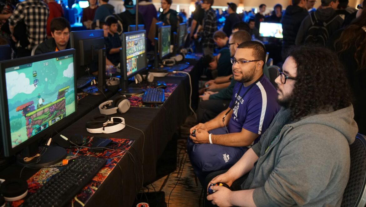 Group of people playing online games
