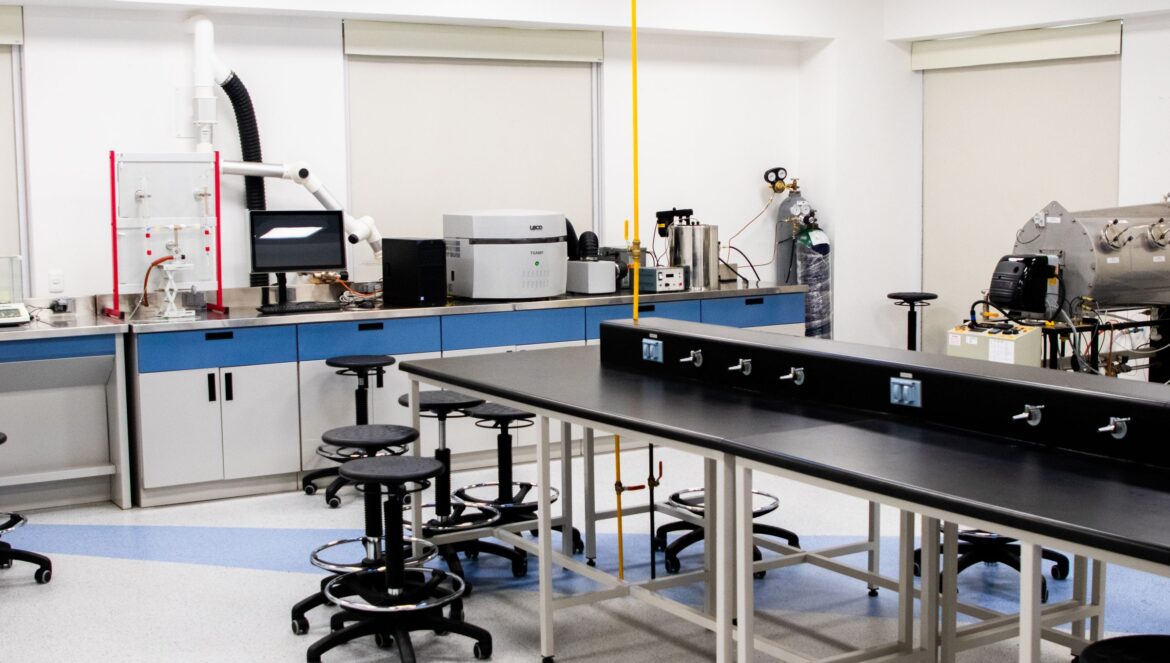 Spacious research laboratory interior with advanced equipment and mode