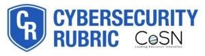 Cybersecurity rubric logo with a blue shield containing cr initials and the text cybersecurity rubric beside it