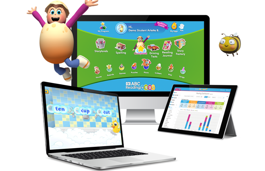 Reading eggs new image edcircuit | edcircuit Educational software for kids shown on desktop monitor laptop and tablet with playful characters and colorful icons