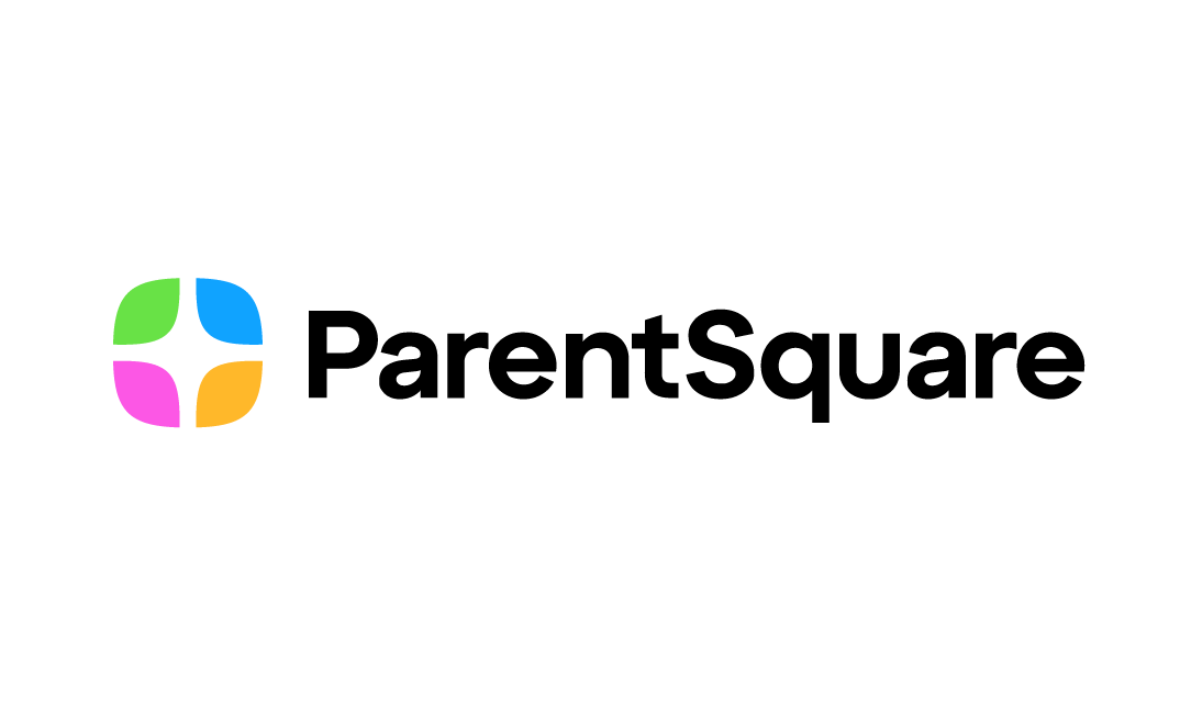 Parentsquare logo four colored rounded shapes forming a square next to the bold parentsquare wordmark