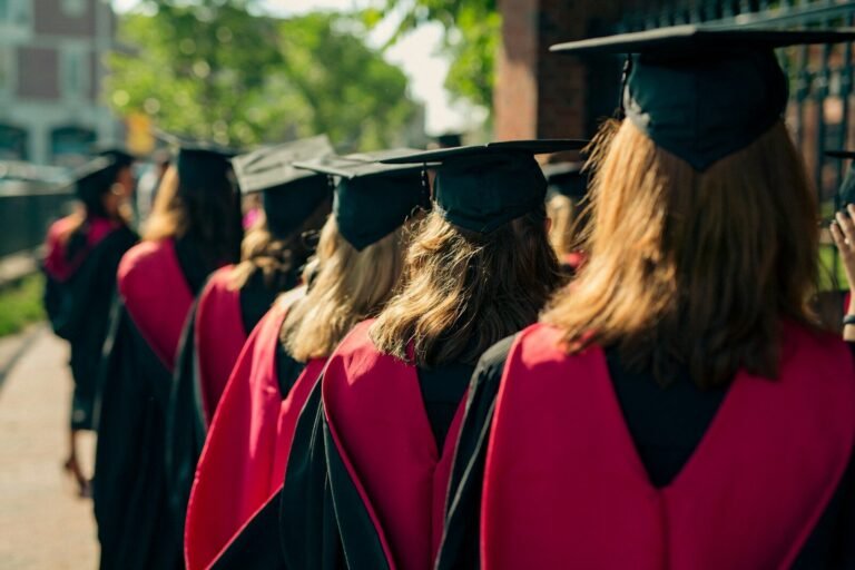 A group of people wearing graduation gowns