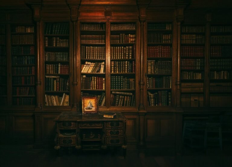 A room with a lot of books in it