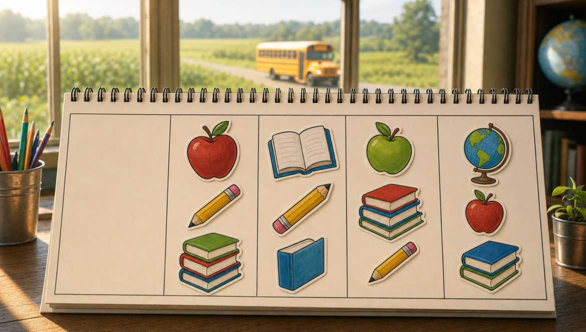 InformED Report The FourDay School Week | edCircuit The four day school week a desk calendar with four school days filled and one day empty a rural school bus outside