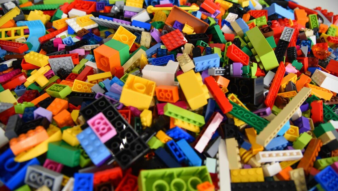 Green blue and yellow lego blocks