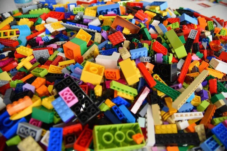 Green blue and yellow lego blocks