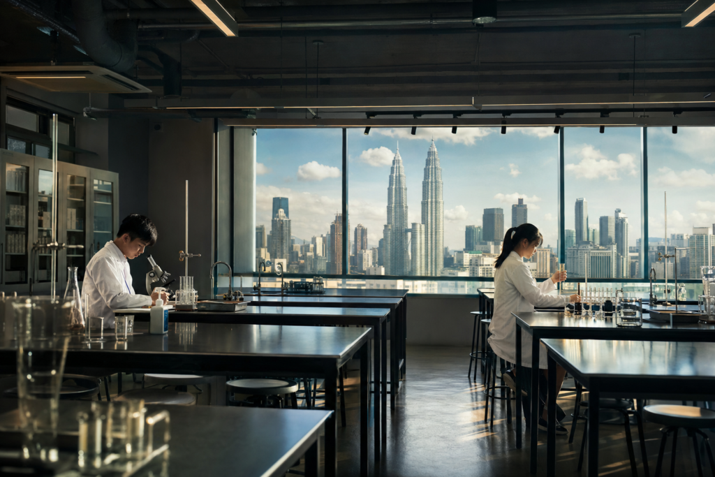 Mostly empty STEM classroom in Kuala Lumpur declining STEM students