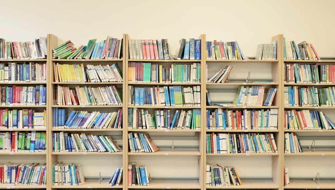 Wellorganized bookshelf filled with colorful academic books in a library | edCircuit Well organized bookshelf filled with colorful academic books in a library