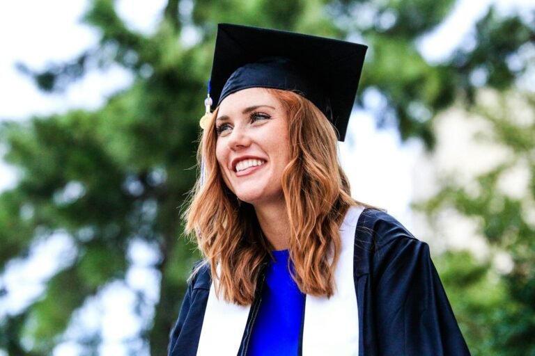 Woman wearing academic gown
