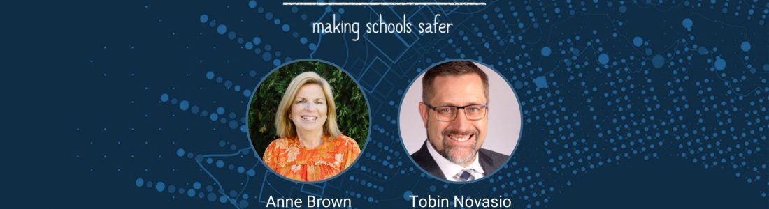A blue graphic for Safer Ed: making schools safer features headshots of Anne Brown and Tobin Novasio, and the title Youth Mental Health Awareness below their names.